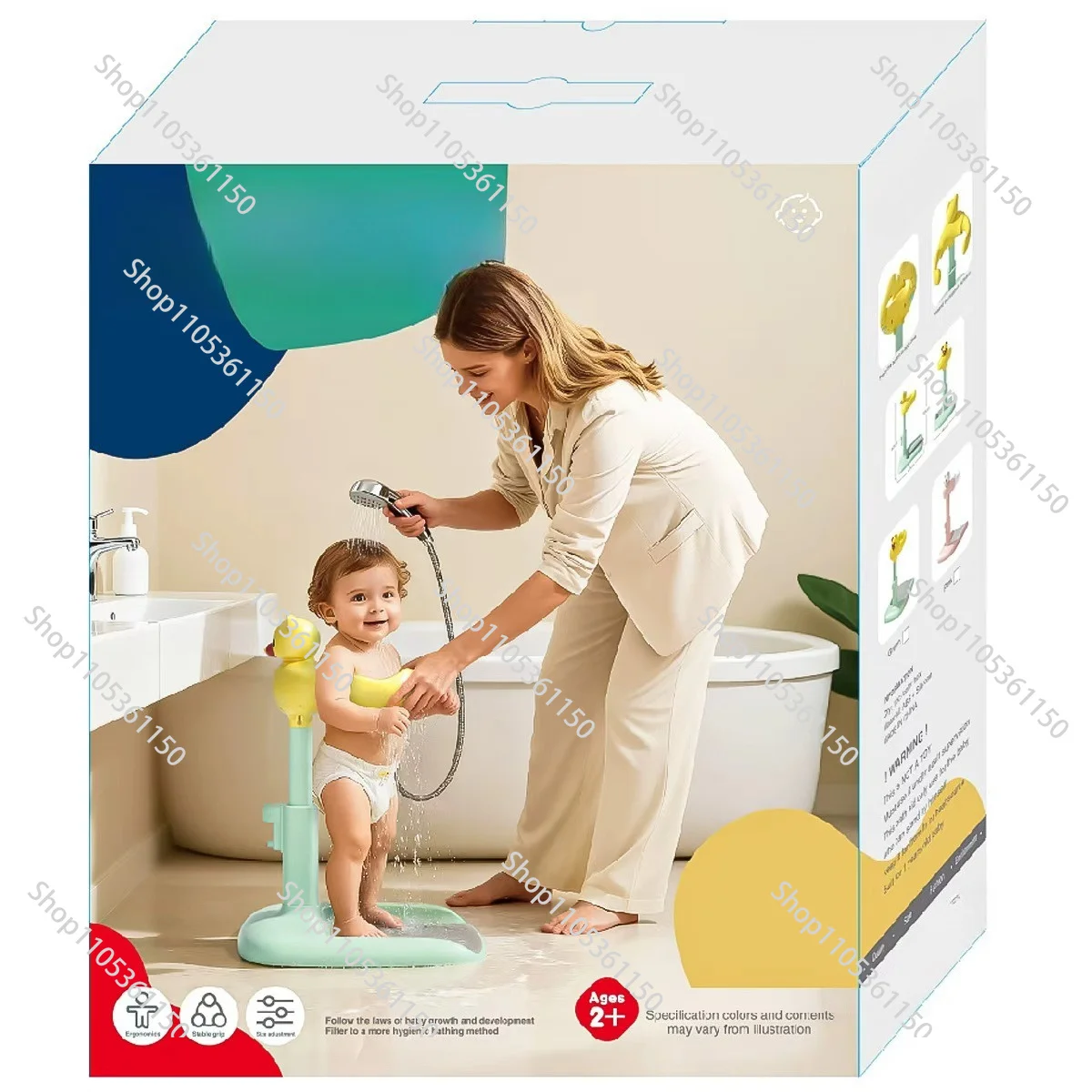 Baby standing bath rack bear head pinch called bath rack can be adjusted high and low male and female baby ass washing bracket