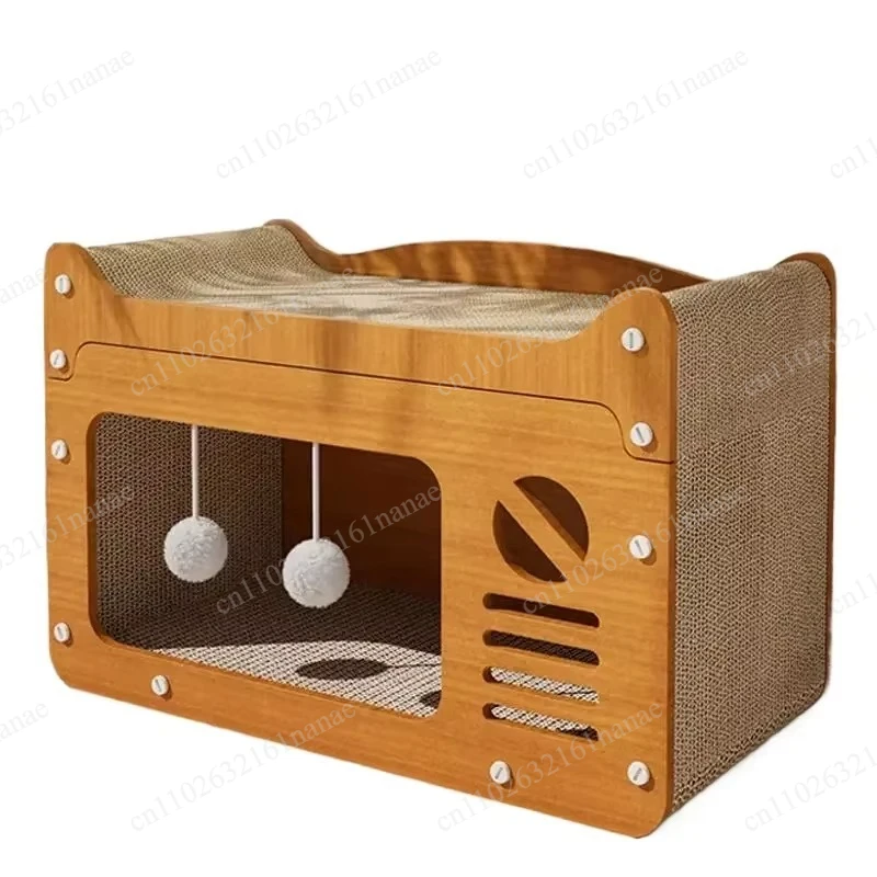 Integrated Cat House with Wear-Resistant Scratch Board Four Seasons Cat Scratching Column Vertical Crawler Cat Comfort