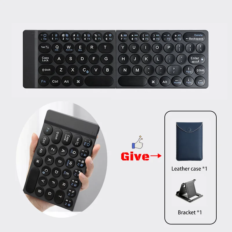 JOMAA Foldable Bluetooth Wireless Keyboard And Bracket Rechargeable Bluetooth Keyboard for Mobile Phone Tablet PC Laptop