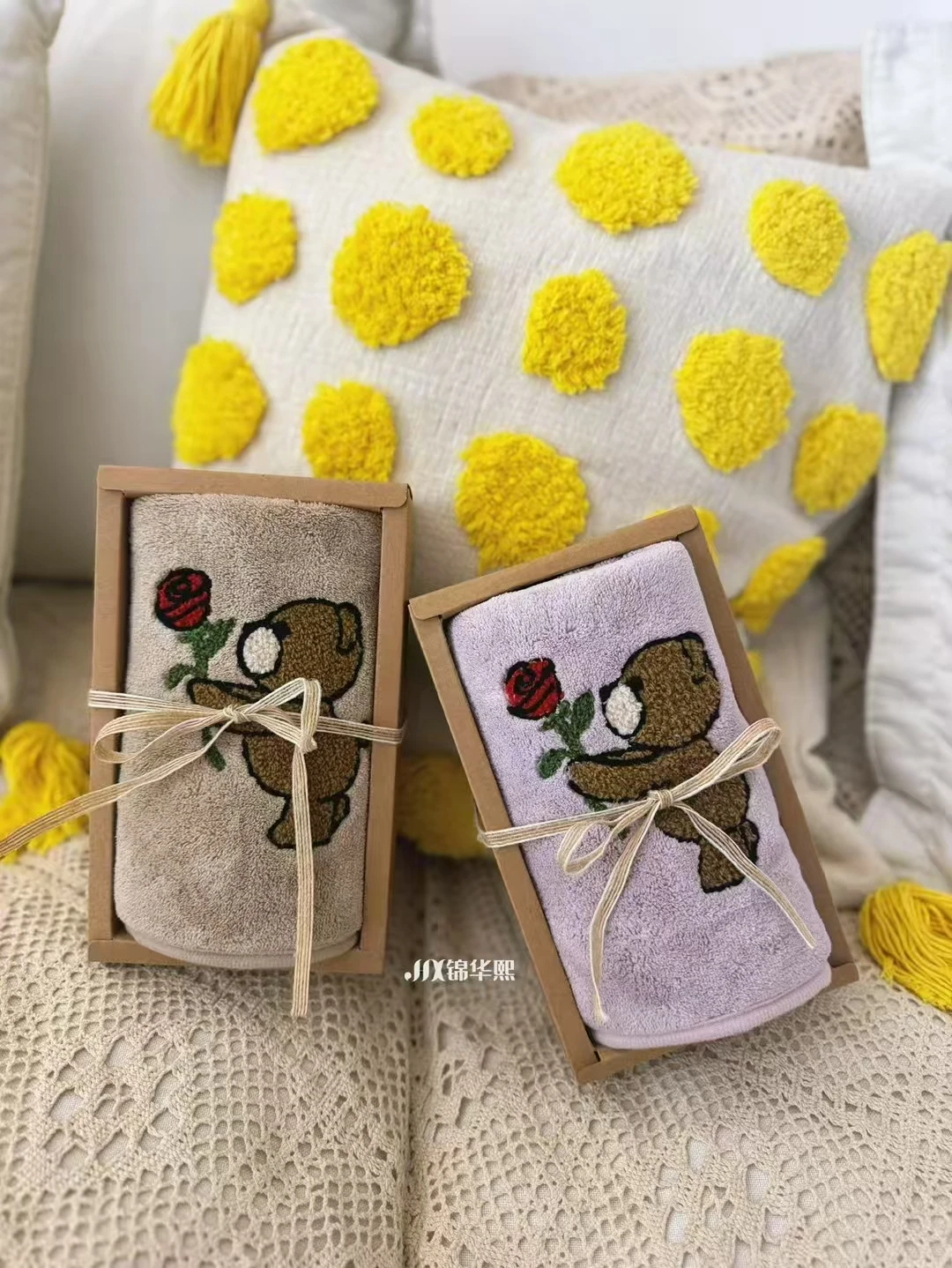 2026 New Design Embroidered Baby Bear. Made of soft and comfortable coral fleece material. Perfect for household use, as a gift,