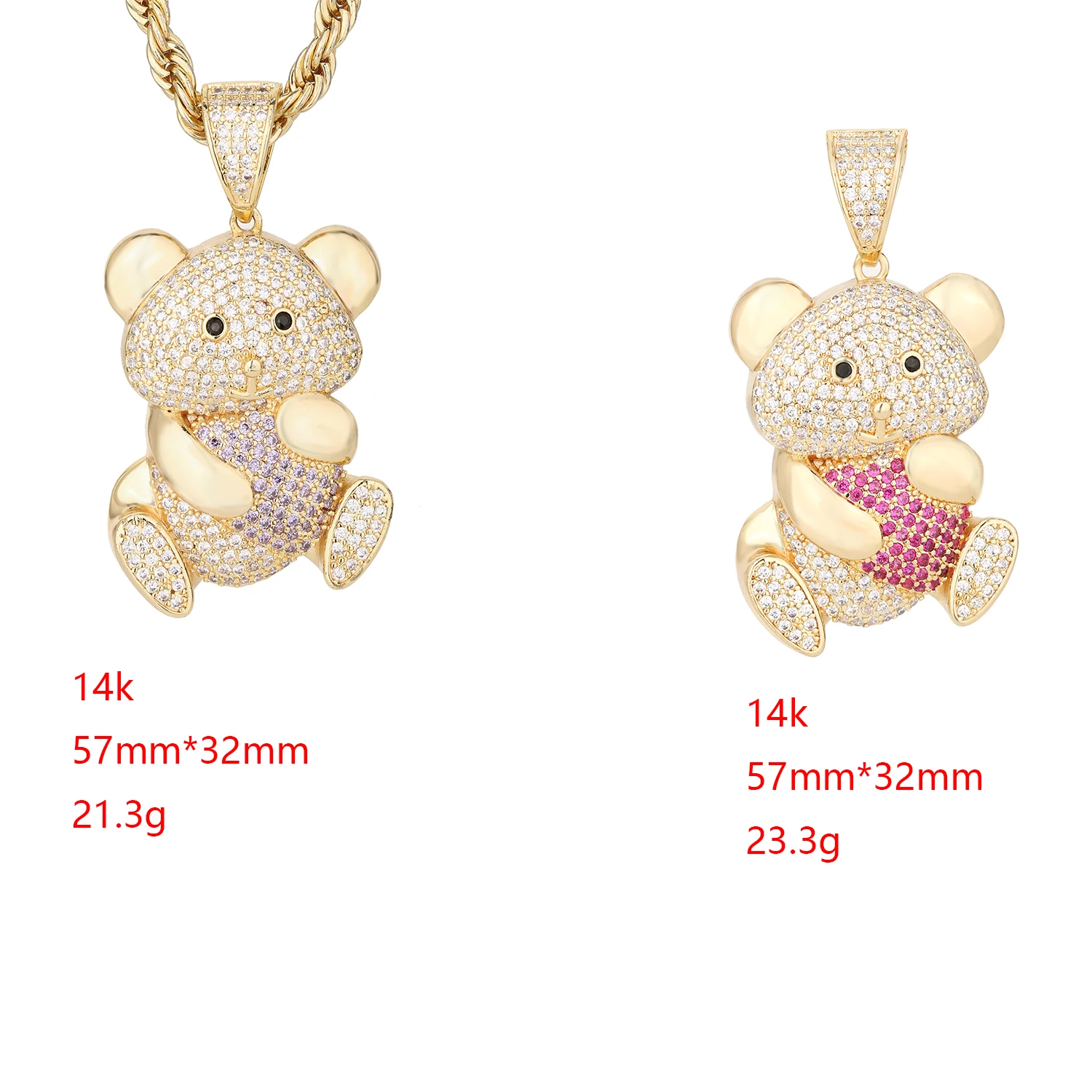 El colgante de oso de peluche para mujer de hip-hop se puede combinar con collares para regalos, románticos, compras, decoración de joyas para citas.