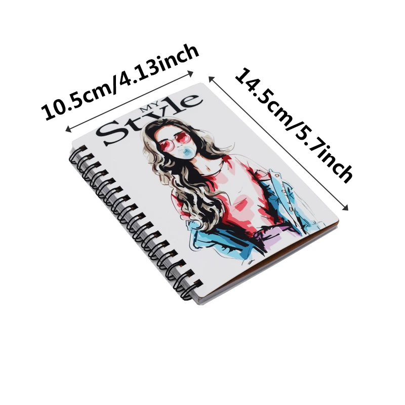 Free shipping 10pcs/Lot A6 PET cover Spiral coils note pad Notebook Sublimation blank Notebook with color sticky note pad