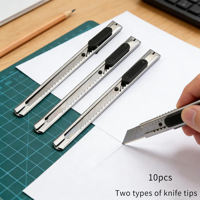 

10 практичных ножей, набор режущих инструментов из нержавеющей стали, противоскользящие лезвия, ножи для распаковки, инструменты для резьбы ремесел