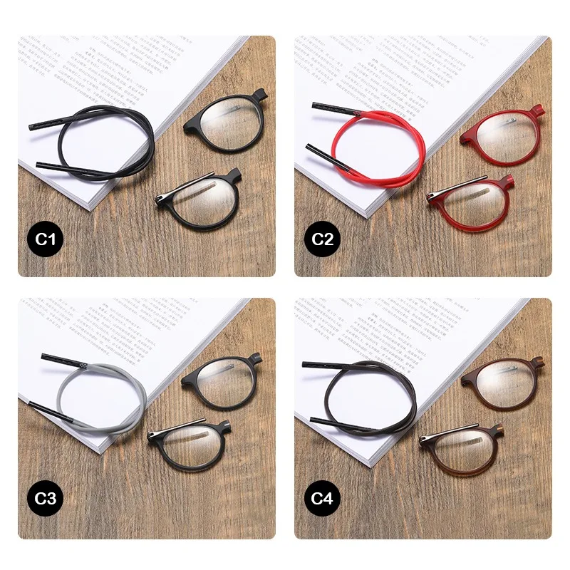 2024 Portable Magnetic Reading Glasses TR90 Reading Glasses Anti-Blue Light Portable Ultra-light Computer Spectacles Round-Frame