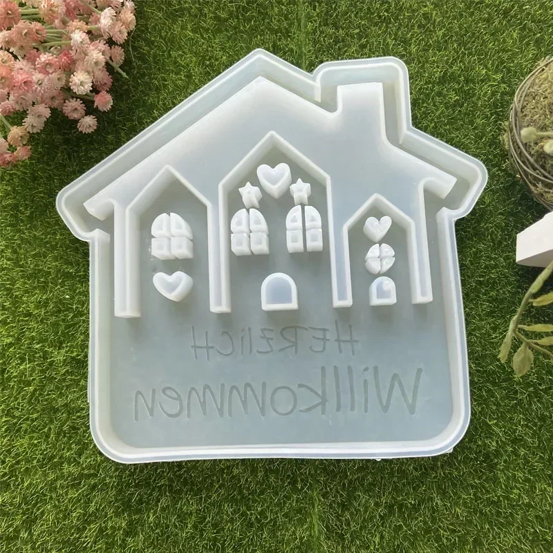 Love House Listing Decor Silicone Mold Gypsum Concrete Moulds Casting Mold Home Decoration Resin Mold Casting Aromatherapy Mould