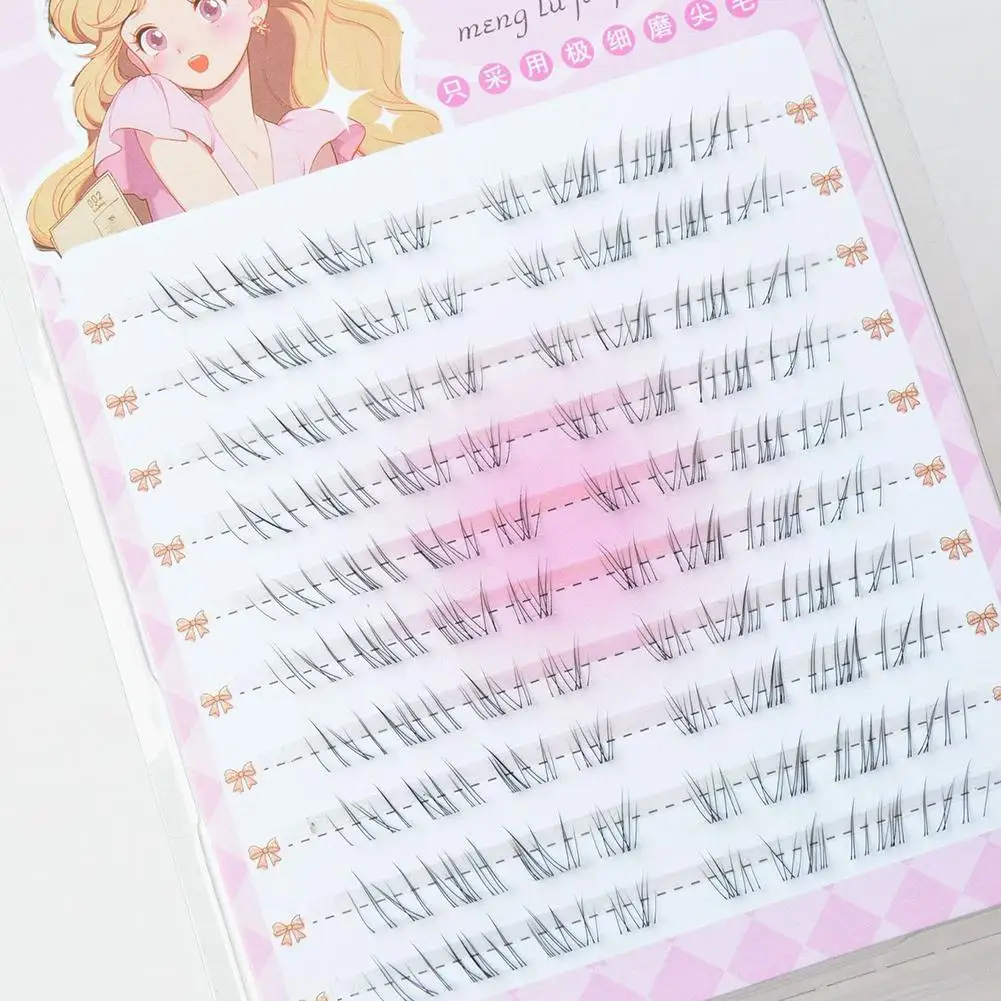 Kein Kleber erforderlich, koreanische Manga-Falsche Wimpern, gefüchstes Auge, gemischte Einzelwimpern, Cluster-Curling, lange und dicke natürliche Wimpern