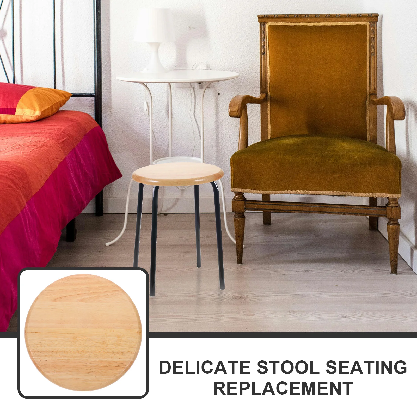 

Rubber Wood Round Stool Seat Replacement Comfortable Smooth Wooden Part Round Bar Stool Seating Accessory Chair Seat Replacement