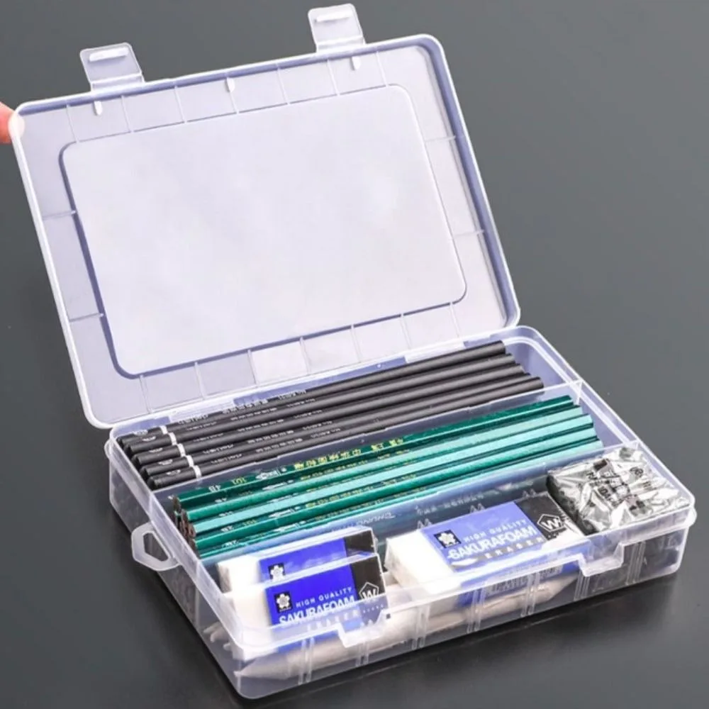 INS Storage Box Pen Pencil Box Multifunctional Waterproof Pencil Case Box Large Capacity Transparent Pencil Organizer Sketch