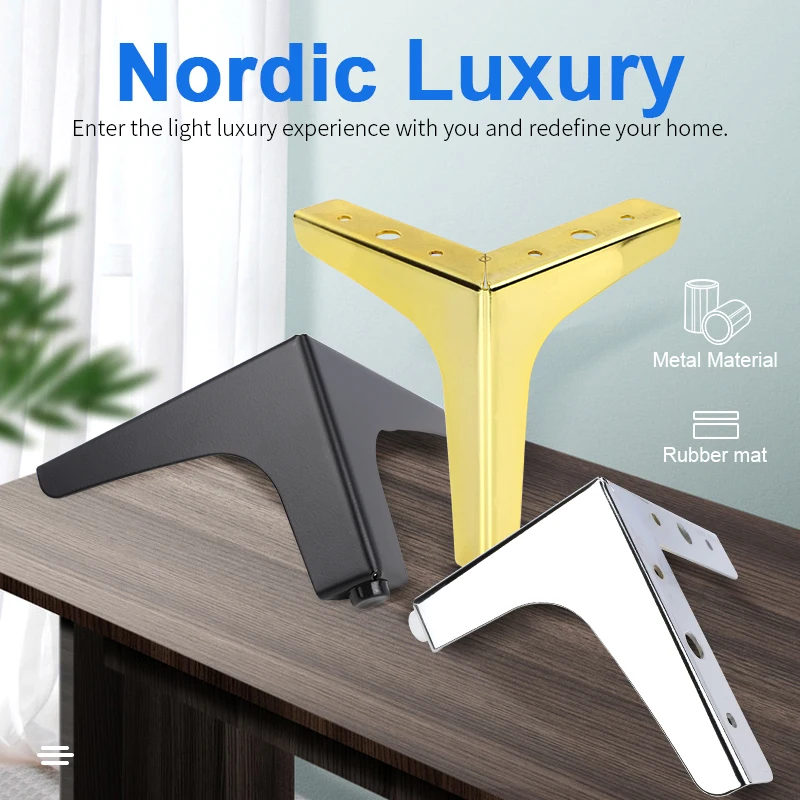 10/13/15/17cm Metal Furniture Legs Black Golden Triangle Furniture Sofa Feet for Cabinet Bed Coffee Table Replacement Legs image 4