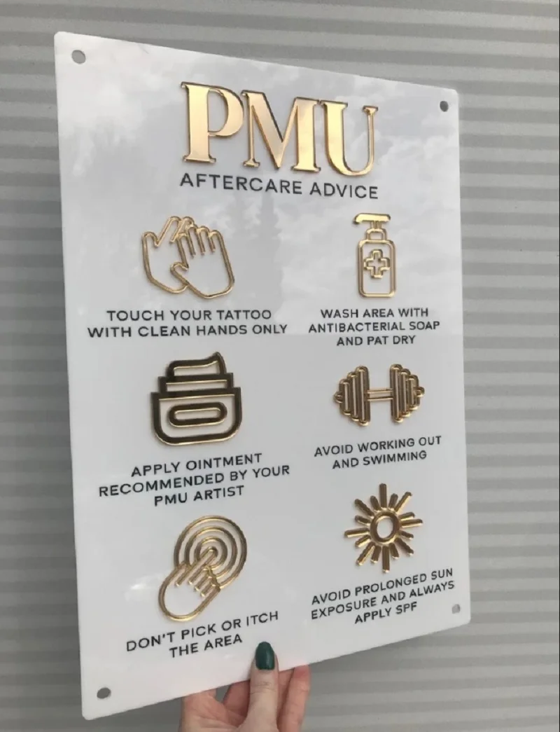 Permanent Makeup PMU Aftercare Advice Acrylic A3 Wall Sign,Spa Beauty Salon,A3 Size,PUM Advice Sign