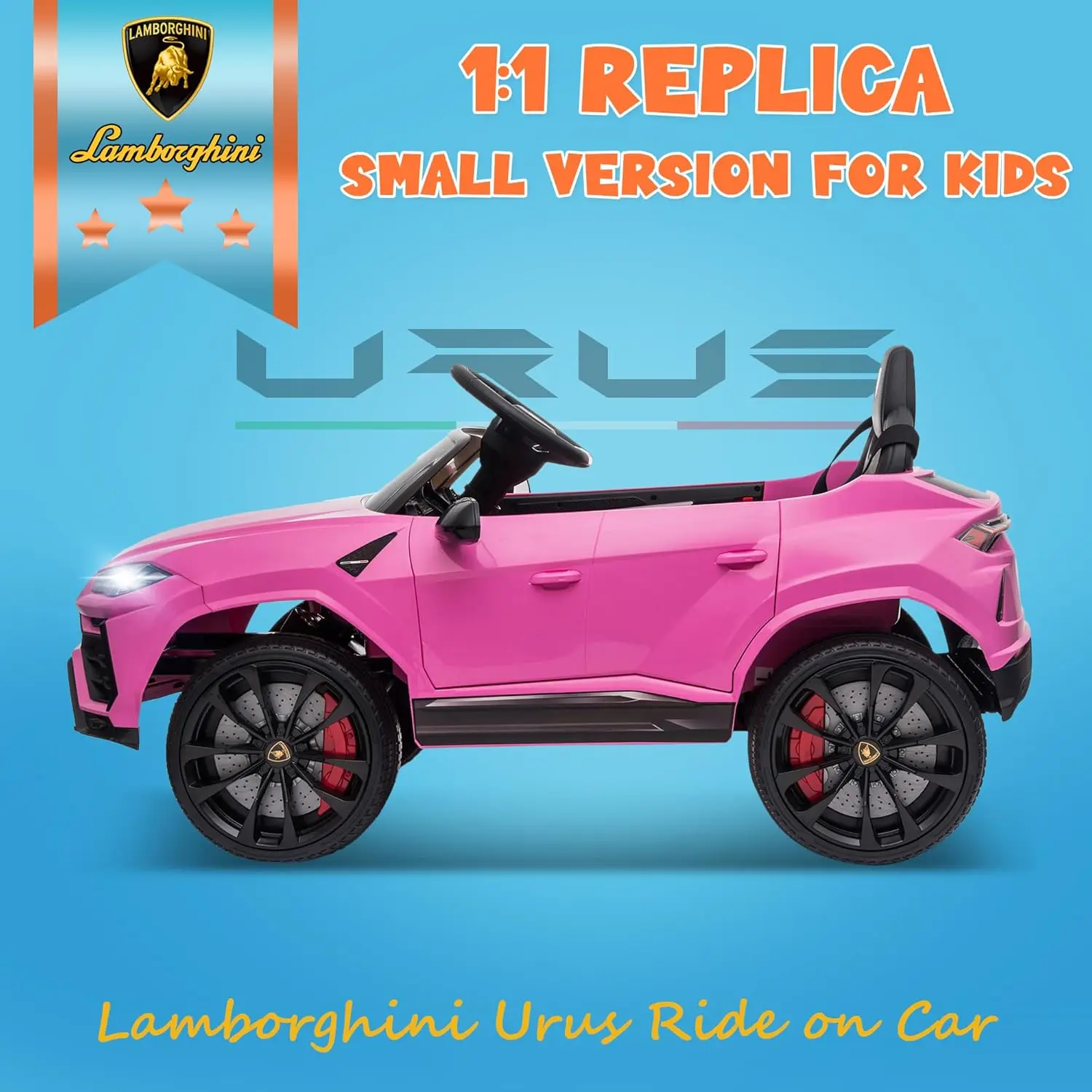Voiture Urus sous licence 12V, jouet de roue électrique de voiture SUV avec télécommande Parent, lecteur de musique, Radio FM, phares LED,