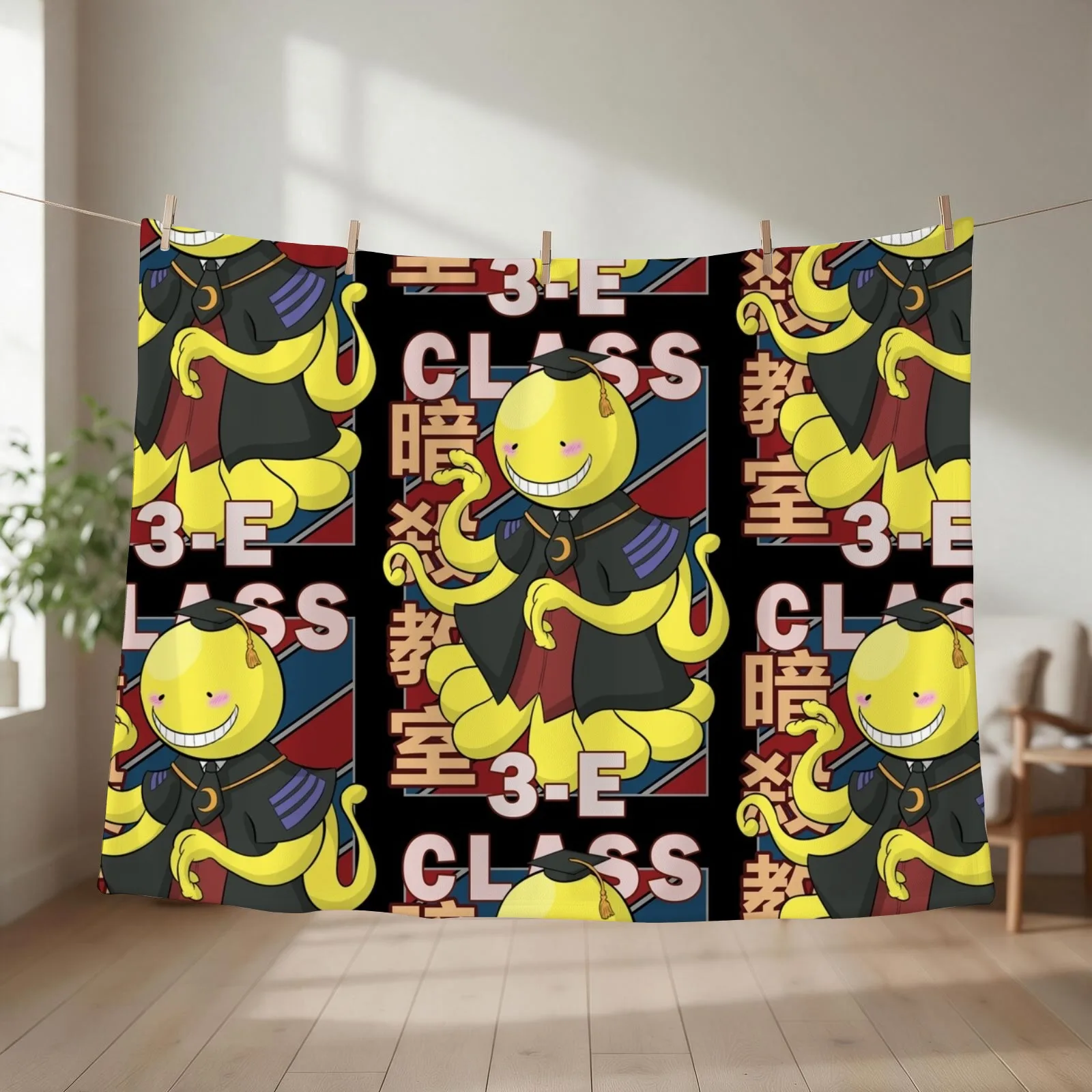 Koro sensei V2 Vintage Stripe Design Throw Blanket couch cozy soft plush fuzzy picnic outdoor blanket