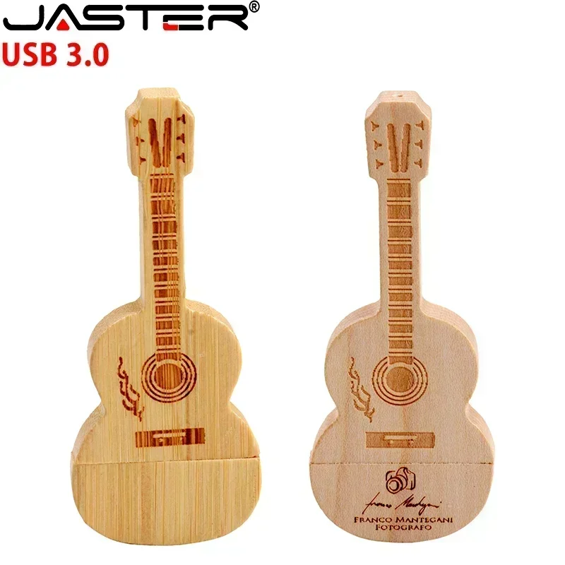 JASTER Chitarra USB 3.0 Chiavetta USB Scatola di legno Memory Stick Regali di nozze creativi Pendrive Logo personalizzato gratuito 16 GB 32 GB 64 GB 128 GB