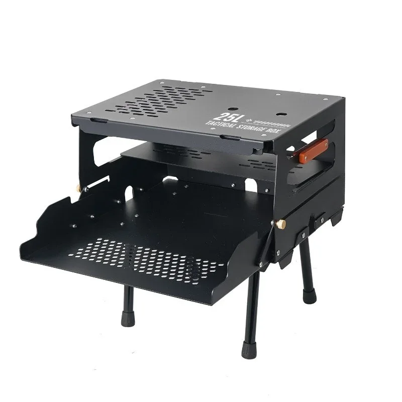 Outdoor 25L camping storage box multi-functional rack folding table foldable large capacity car trunk