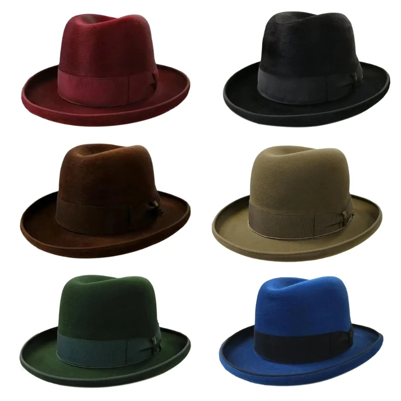 Bows Decorated Hat Simplicities Unisex Hat Manhattan Fedoras Hat Gentleman Hat Suitable for Travel, Shopping, and Dates