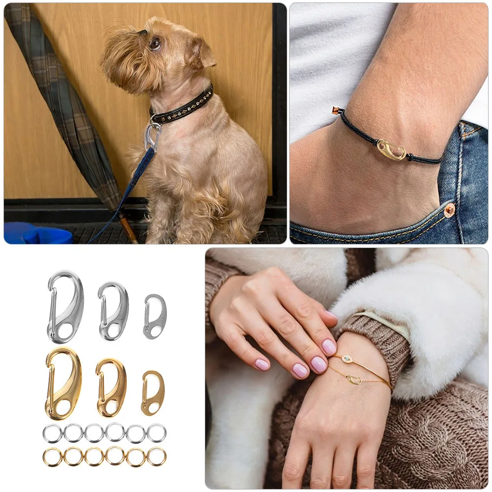 

1 set Stainless Steel Lobster Clasps Keychain Buckles For Diy Jewelry Making Pet Tags Bracelets Key Rings Craft Findings