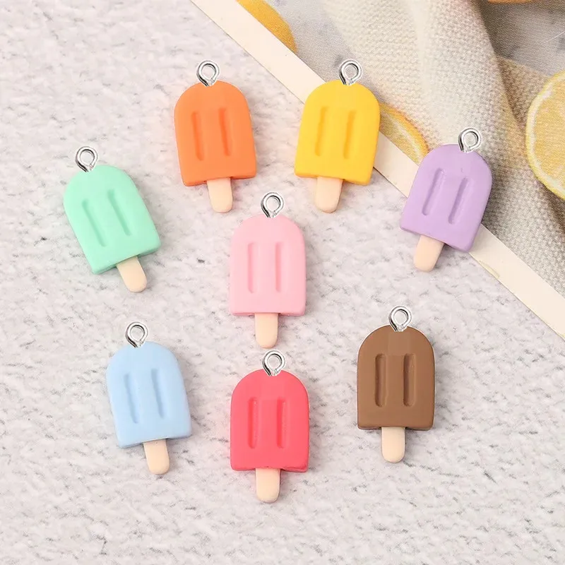 10Pcs Simulation Kawaii Popsicle Resin Pendant DIY Earrings Necklace Pendants Bracelet Keychain Decoration Flat Back Resin