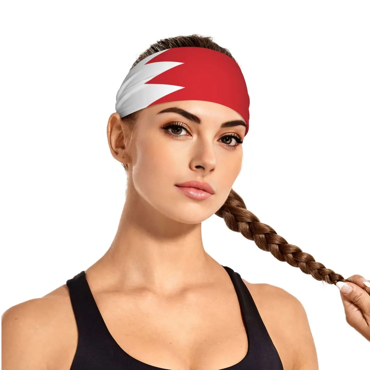 Sports Headband Bahrain Flag Fitness Sweatband Absorbent Cycling Jog Hair Bandage