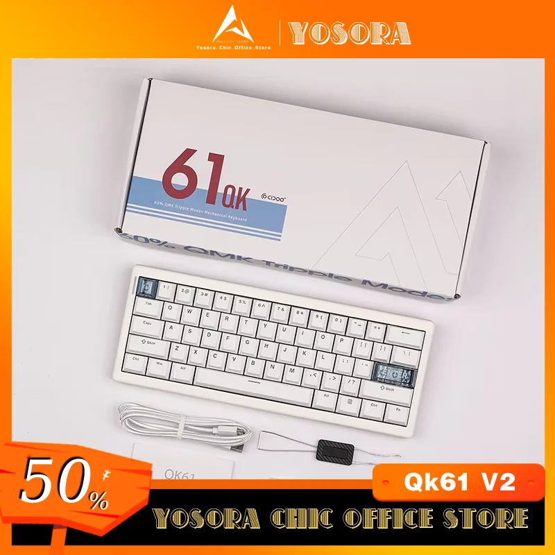 Cidoo-Qk61 v2メカニカルキーボード、ワイヤレス、Bluetooth、ホットスワップ、ガスケット、オフィス、PCゲーム、qmk、3モード