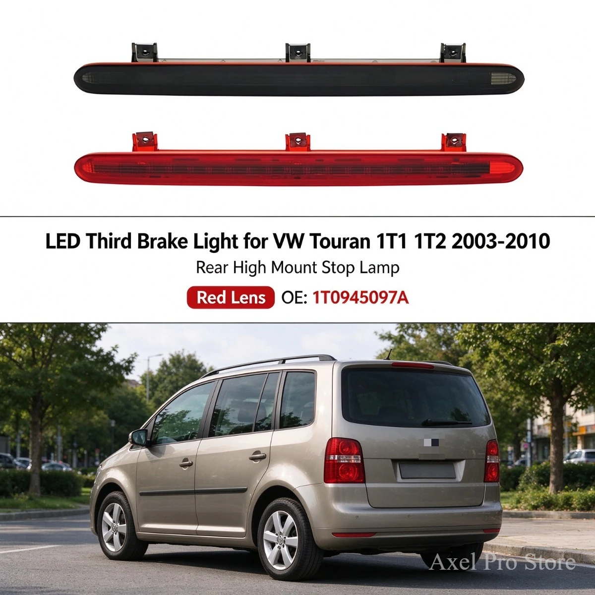 LED Third Brake Light for VW Touran 1T1 1T2 2003-2010 Rear High Mount Stop Lamp Red Lens 1T0945097A
