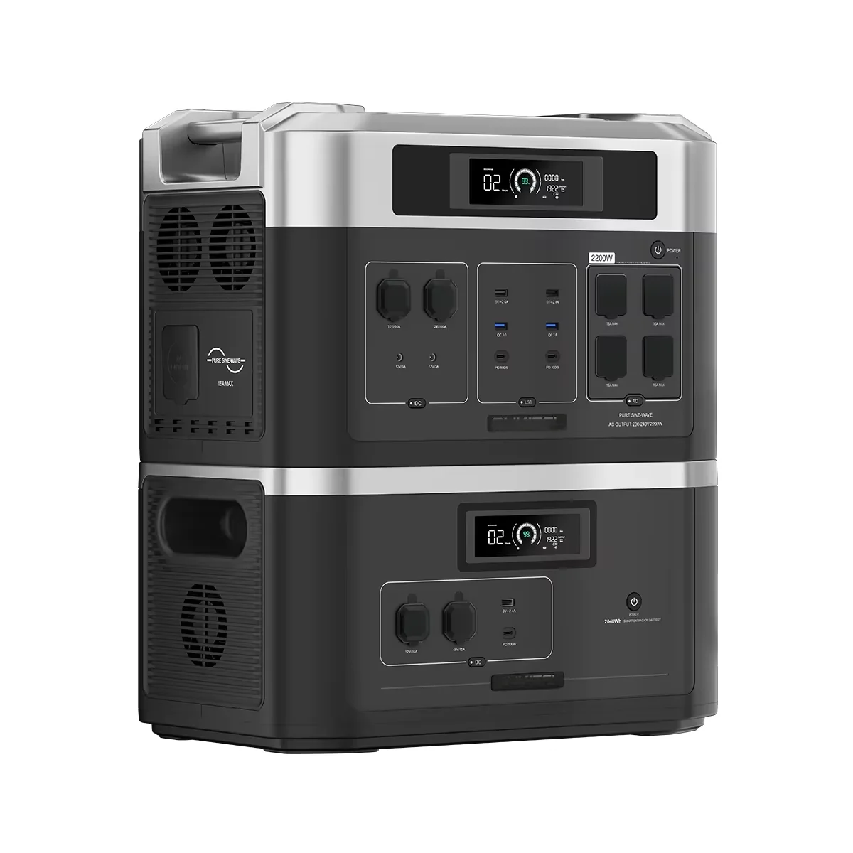 Home Backup Emergency 2200W 2048Wh Pure Sine Wave Controller Lifepo4 Battery Solar Panel Compatible Portable Power Stations