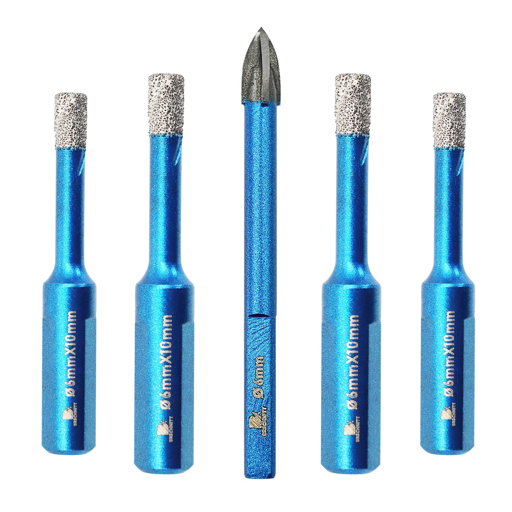 

BRSCHNITT Tile Drill Bit Set 4pcs 6mm Tile Diamond Drill and 6 mm Carbide Drill Bit Set for Porcelain Ceramic Granite