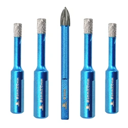 BRSCHNITT 5pcs Dry Tile Drill Bit Set 4pcs 6mm Tile Diamond Drill and 6mm Carbide Drill Bit Set for Porcelain Ceramic Granite