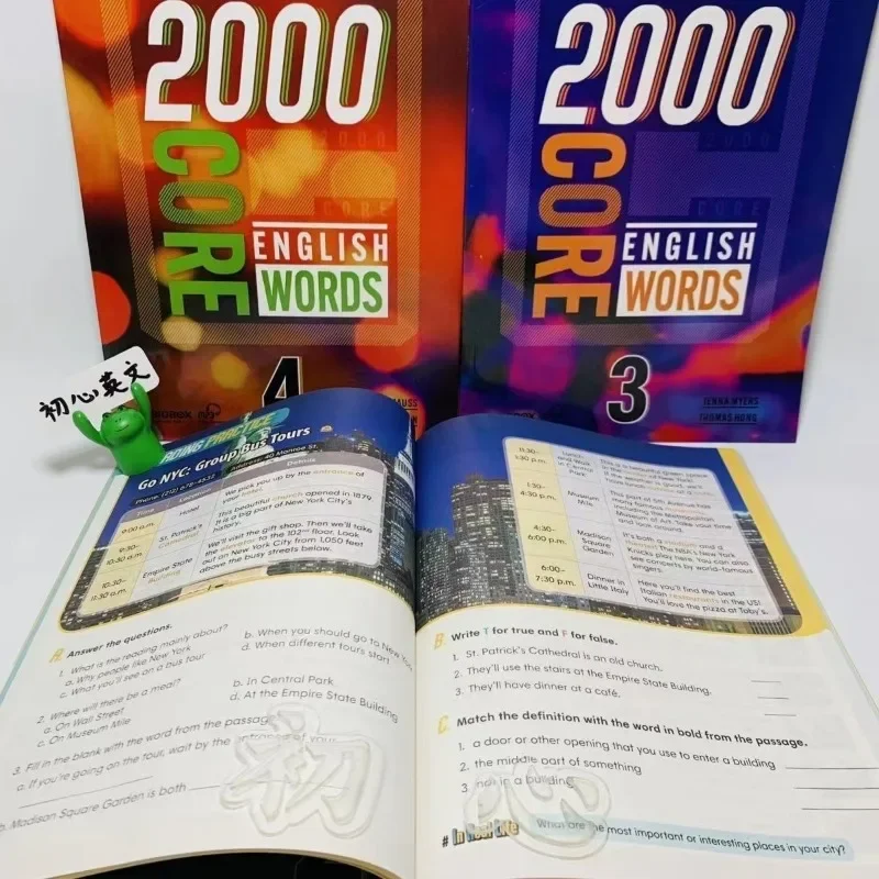 4 Books 1000/2000 Core English Words Primary School Common English Vocabulary Dictionary Book For Kids 5-12 Years Old