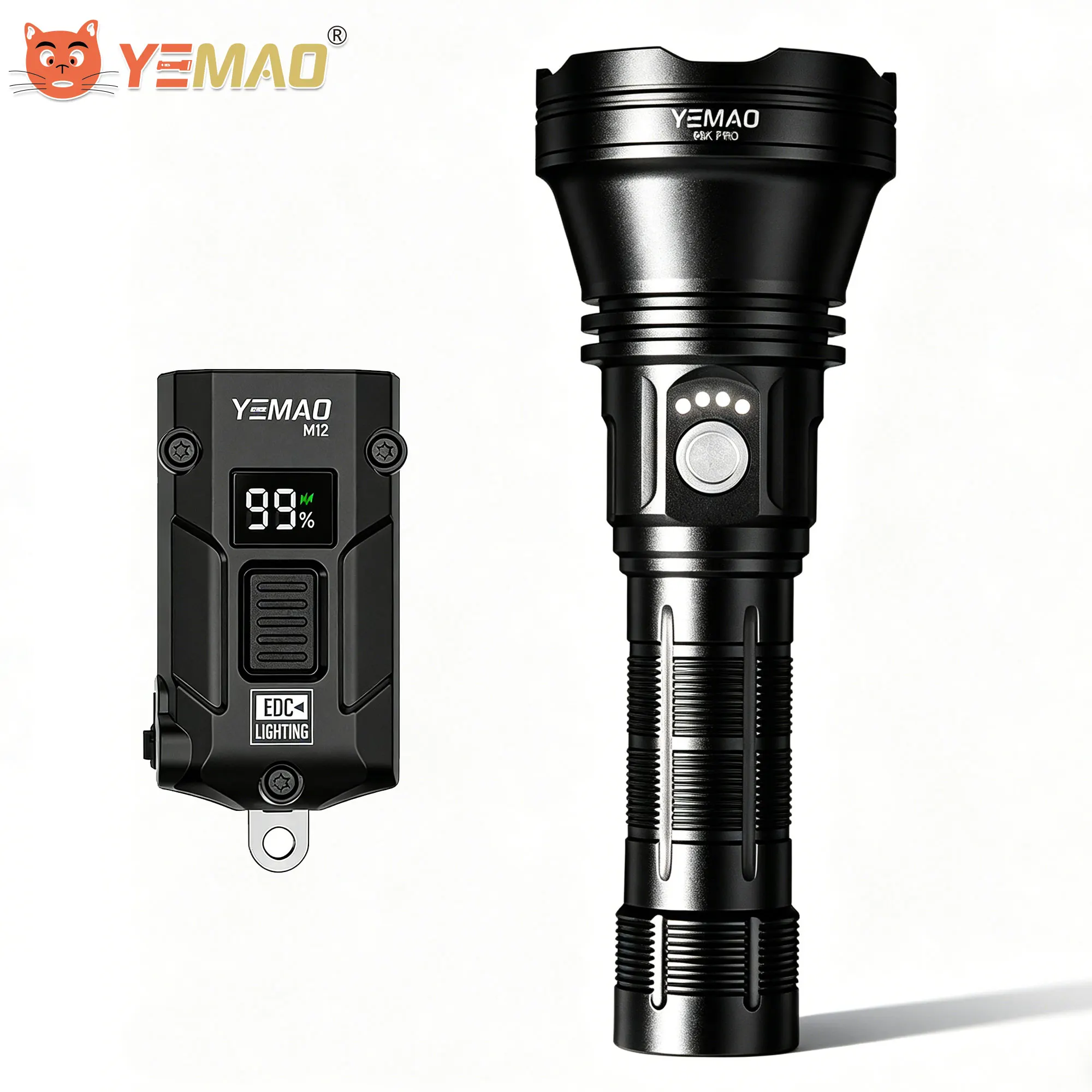 

YM-98KPro Flashlight 2840 Lumens AY90-N95 LED 21700 Battery 2400min Runtime USB-C Fast Charging IP64 And EDC Keychain Flashlight