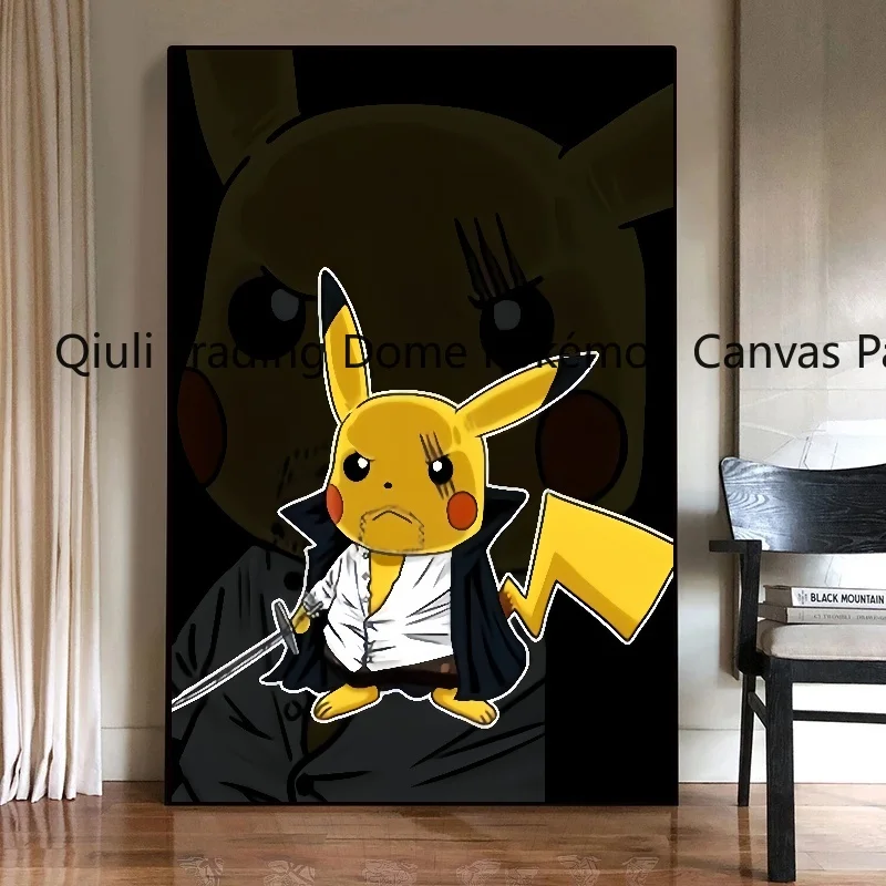 Japanische klassische Anime Peripherie Pokemon Poster Dekor Pikachu Wand kunst Aquarell Leinwand Malerei moderne Raum dekor Bild