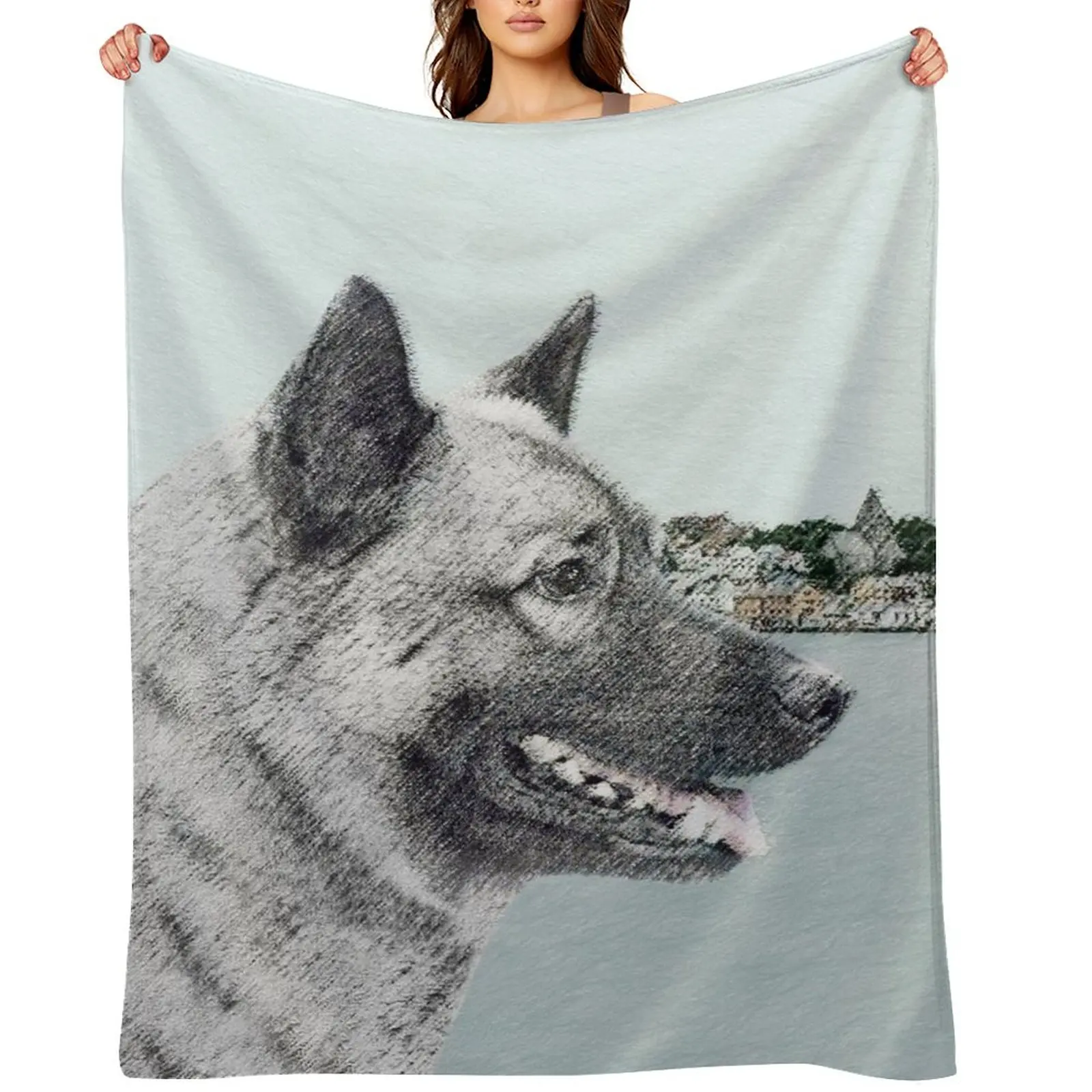 

Norwegian Elkhound Throw Blanket Flannel Luxury Designer Winter beds Picnic Blankets
