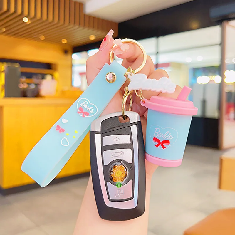 Dream Purple Pink Series Milk Tea Cup Keychain Cartoon Simulation Drink Can School Bag Car Keyring Charm Pendant for Women Girls