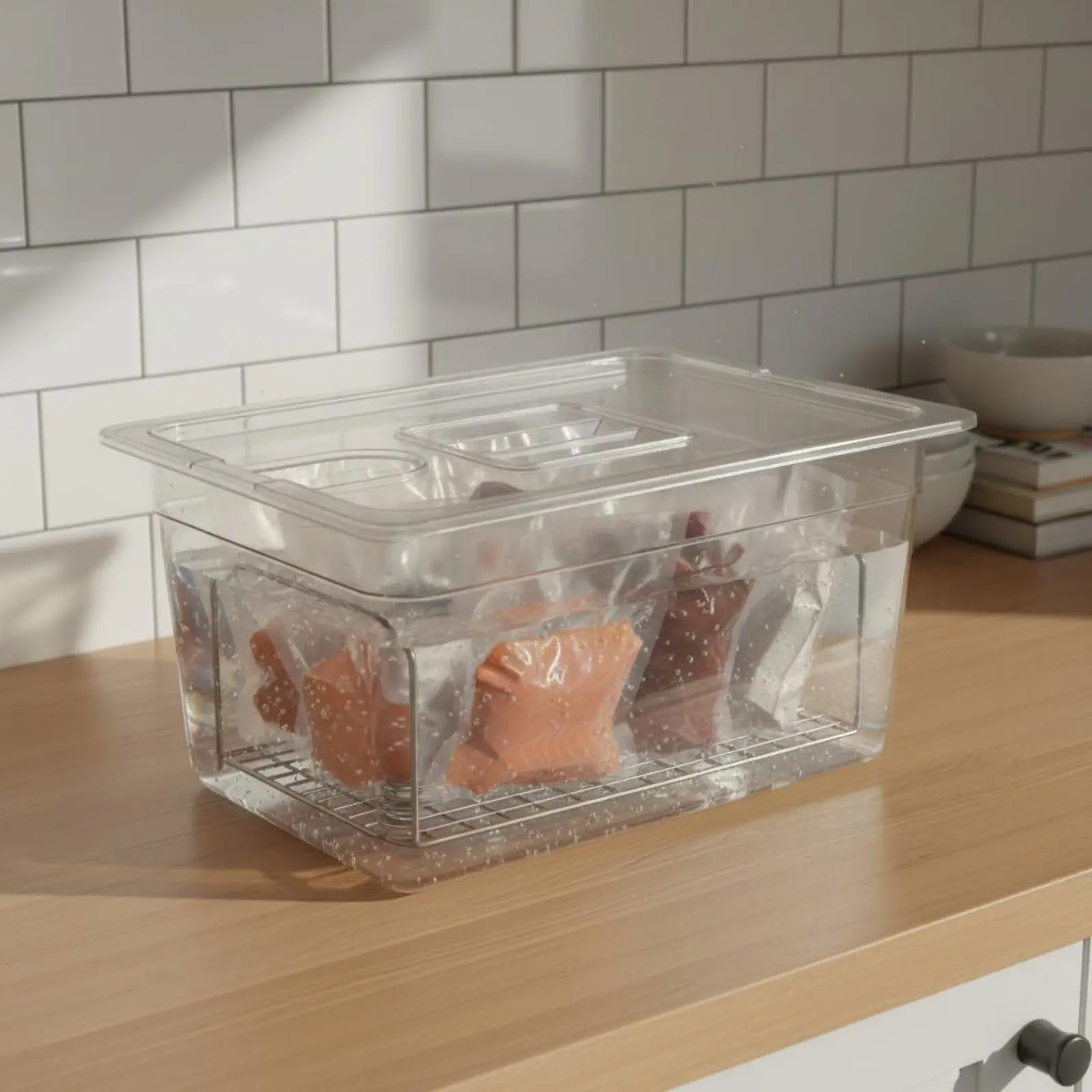 Sous Vide Container with Lid Clear Body Sous Vide Bath Container Vacuum Cooking Water Tub Food Grade Plastic Kitchenware
