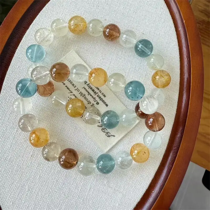 

13MM Natural Colored Topaz Bead Bracelet Healing Crystal Charm Bracelets for Women Energy Jewelry Gift 1PCS