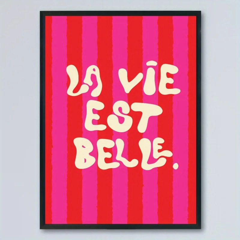 

La Vie Est Belle Canvas Wall Art Print | Frameless Decorative Poster | Modern Art Deco Style Hanging Decor | Letter Quote Print