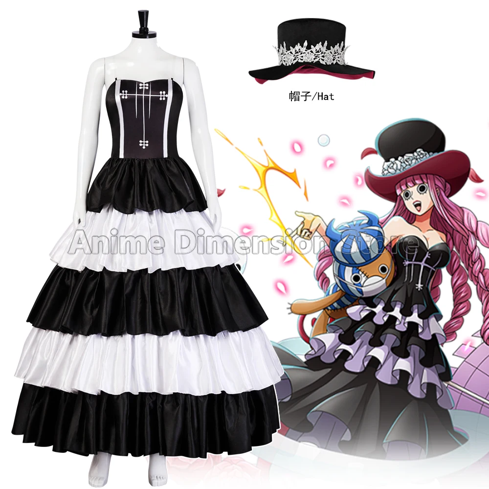 

Perona Cosplay Costumes Gothic Dress Hat One Anime Piece Uniform Halloween Carnival Party Dressing For Women