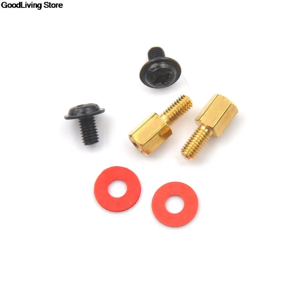 10Pcs 6.5mm 6-32-M3 Computer Golden Motherboard Riser+Silver High Quality Screws + Red Washers