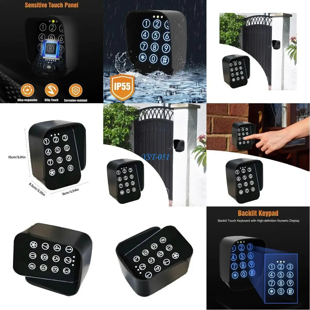 

E15A Touch Panel Wireless Gate Keypad with Outdoor Cover Digital Code Access Entry Touch Keypad for Swing & Sliding Gate