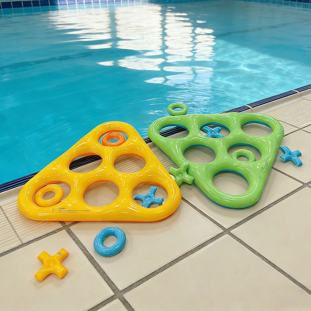 

1set Inflatable Pool Toss Game Set, Floating Triangle Tic Tac Toe for Swimming Pool, Summer Beach Water Party Toy for Family