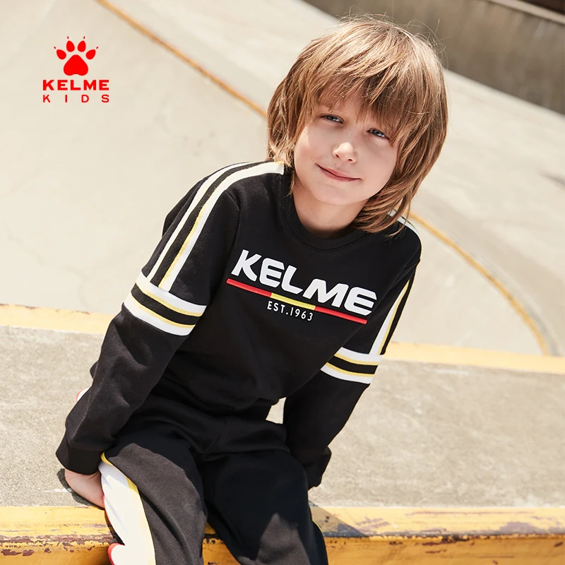 

KELME KIDS Children's Clothing Children's Sweater Boys Sports Fashion Printing Striped Single Layer Bottoming Top 36833010