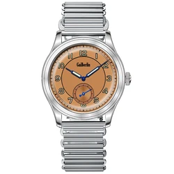 Vintage Salmon Fashion ST17 Mechanical Hand Wind Watch For Men Luxury Metal Wrist Watch Waterproof Relogios Masculino Merkur