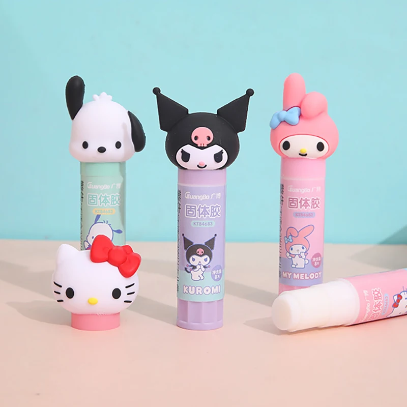 Imagem -03 - Sanrio Solid Glue Stick para Estudantes Super Forte Adesivo Hellokitty Kuromi Pachacco Artigos de Papelaria Pcs 12 Pcs