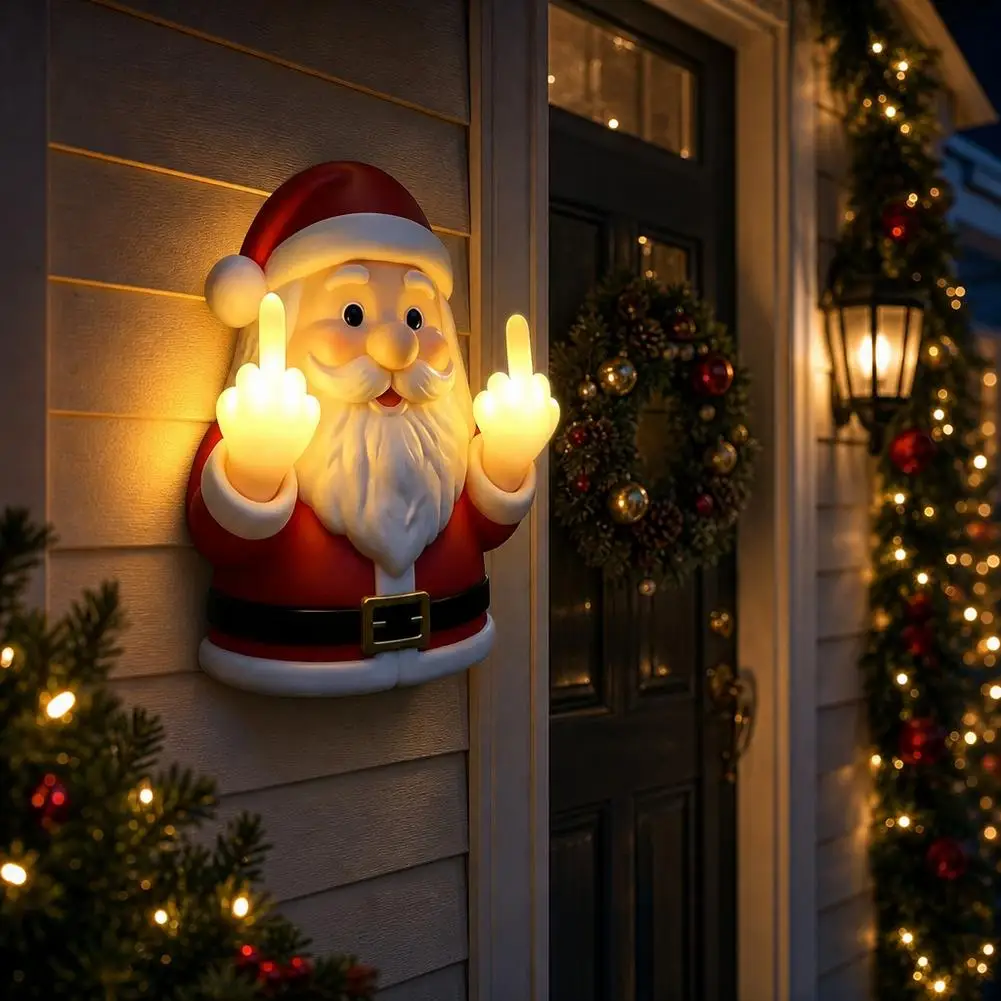 Creative Porch Bedroom Balcony Light-up Night Light Middle-finger Santa Claus Home Decoration Atmosphere Light Christmas Gifts