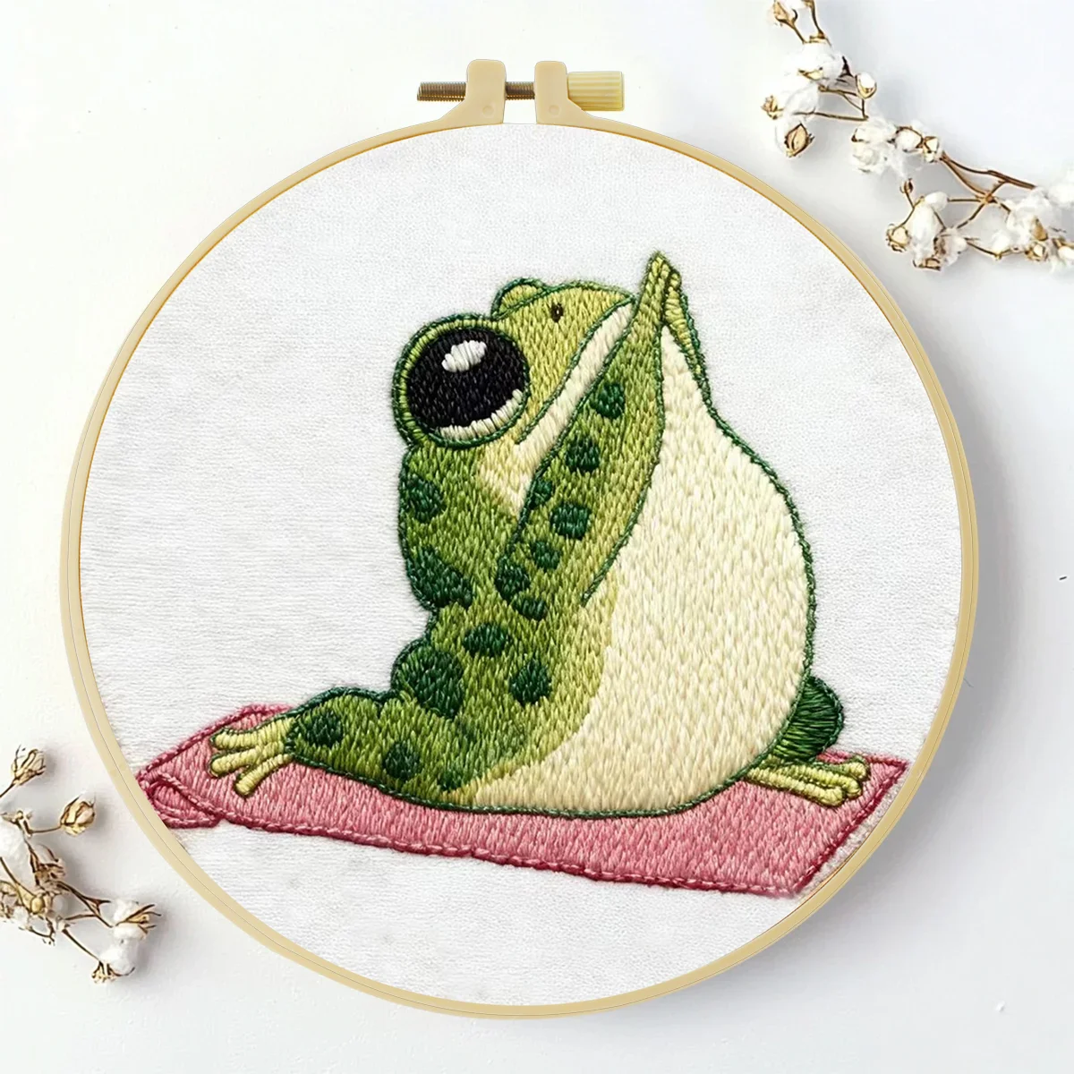 1 Stück 20X20CM/15X15CM 7,87/6,3 Zoll Frosch-Stickerei-Starter-Kit DIY-Kit DIY-Stickerei-Set Handarbeits-Set für Anfänger – Detail 2