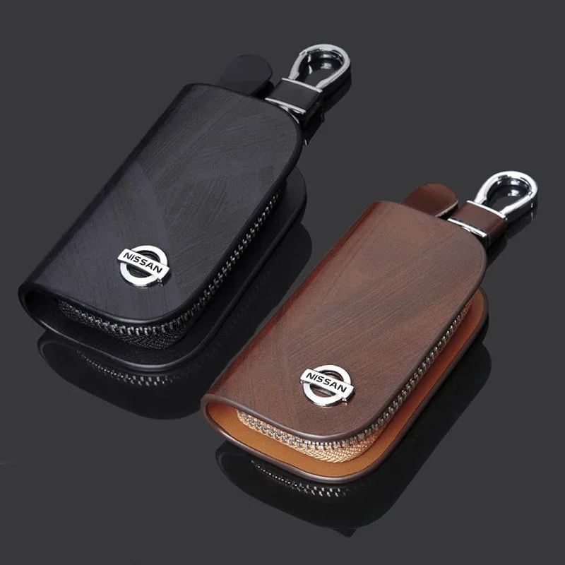 For Nissan Logo Qashqai Juke Teana Sunny Pure Drive CVT Almera Altima Teana X-Trail 350Z Car Key Bag Key Chain Organizer Holder