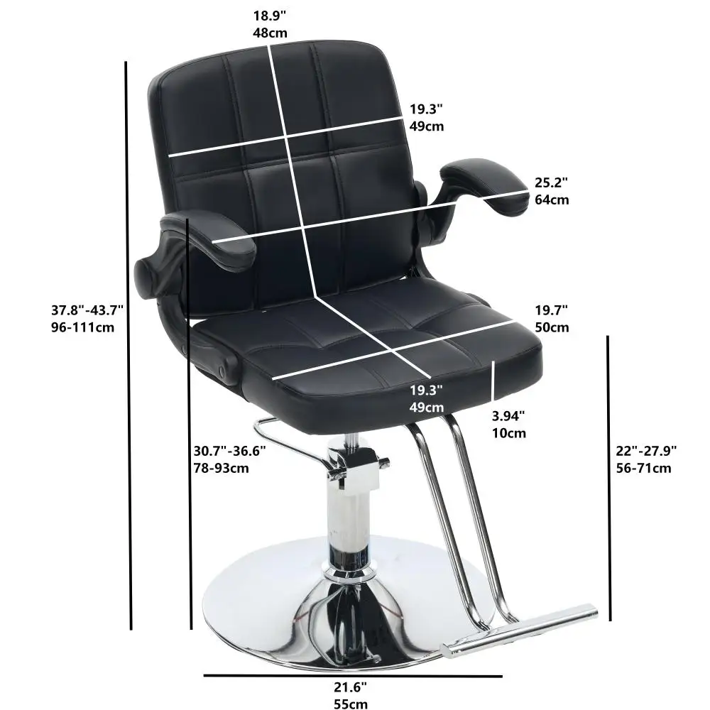 Barber Chair for Hair Stylist, 360° Swivel Salon Chair, Hydraulic Height Adjustable, 350LBS Heavy Duty Hairdressing Chair with Footrest, Black Salon Styling Chair for Barber ShopLACK - view 8