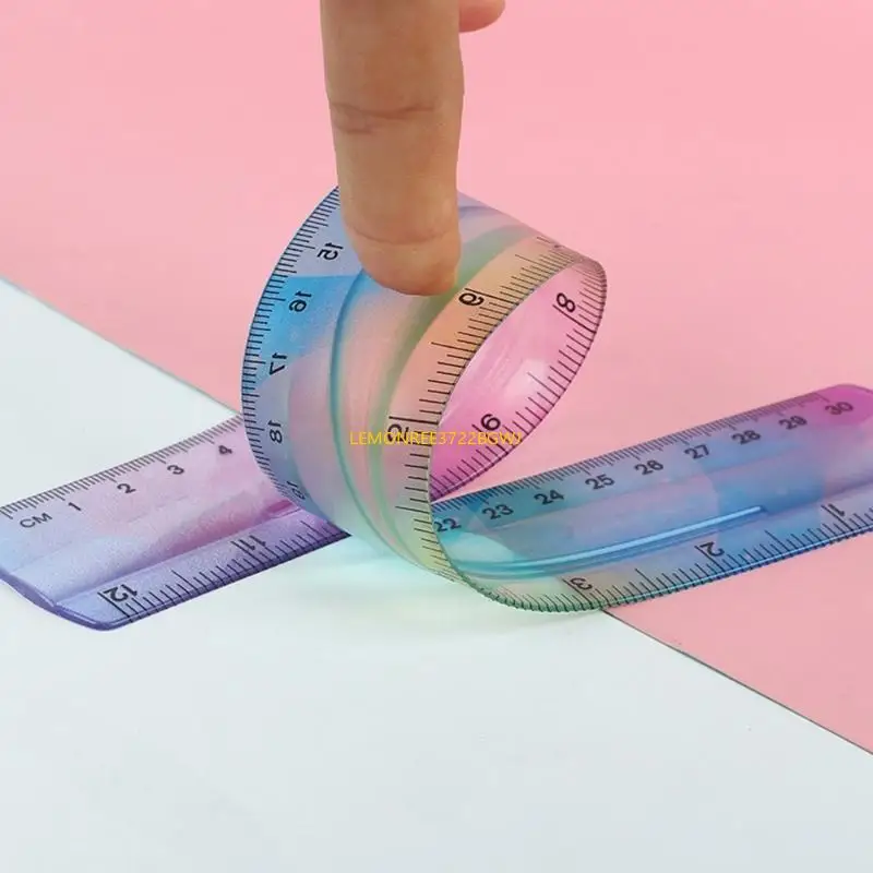 

C90C Colourful Drawing Ruler Clear Foldable Ruler Flexible Bendable Ruler for Student