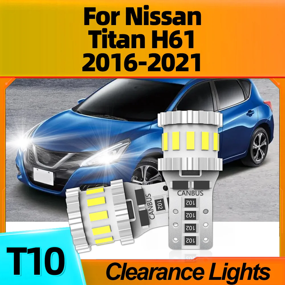 

2Pcs LED Clearance Light Quick Start W5W T10 12V Auto Lamp Bulbs 800LM For Nissan Titan H61 2016 2017 2018 2019 2020 2021