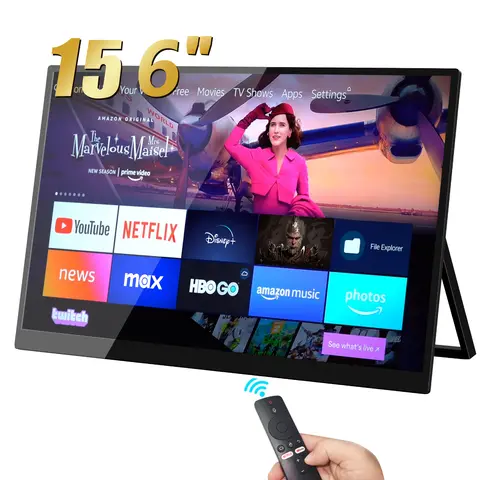Bimawen 15.6 인치 60Hz 스마트 TV 휴대용 모니터, 미니 PC 노트북 전화 용 Google TV 포함 Xbox PS4 PS5 스위치 게임 모니터