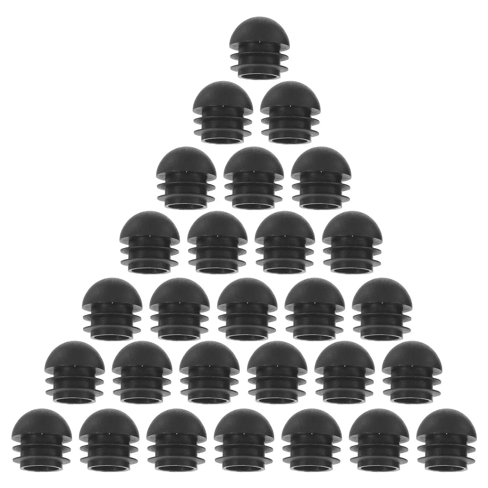 

25 Pcs Round Pipe Cap Spherical Foot Plugs Black 22mm Diameter Plastic Tubing End Caps Furniture Legs Replacement Parts
